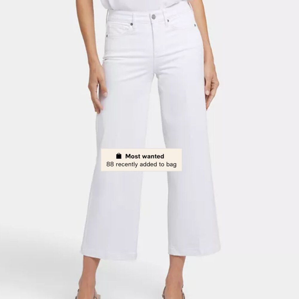 NYDJ Teresa High Rise Wide Leg White Jean - Size 8